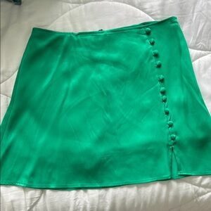 Green Button-Detail Skirt